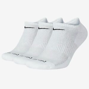 Nike Everyday Plus Cushion Training No-Show Dri-Fit Socks, 3 Pairs (White)